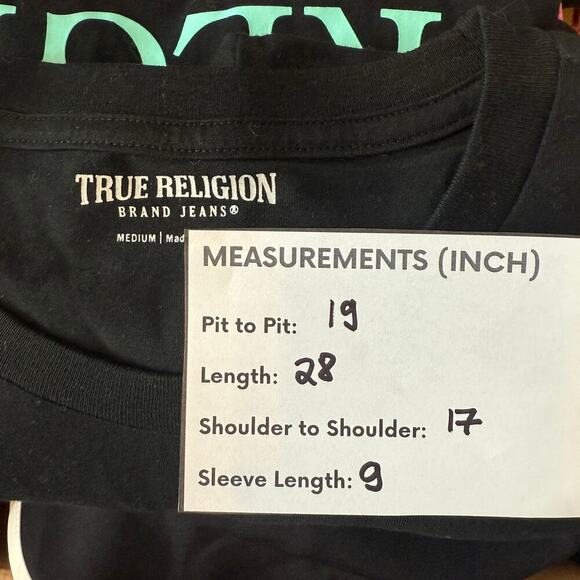 NEW True Religion Crystal Box Black Blue Pink Short Sleeve T-Shirt Mens Medium M - Picture 6 of 6